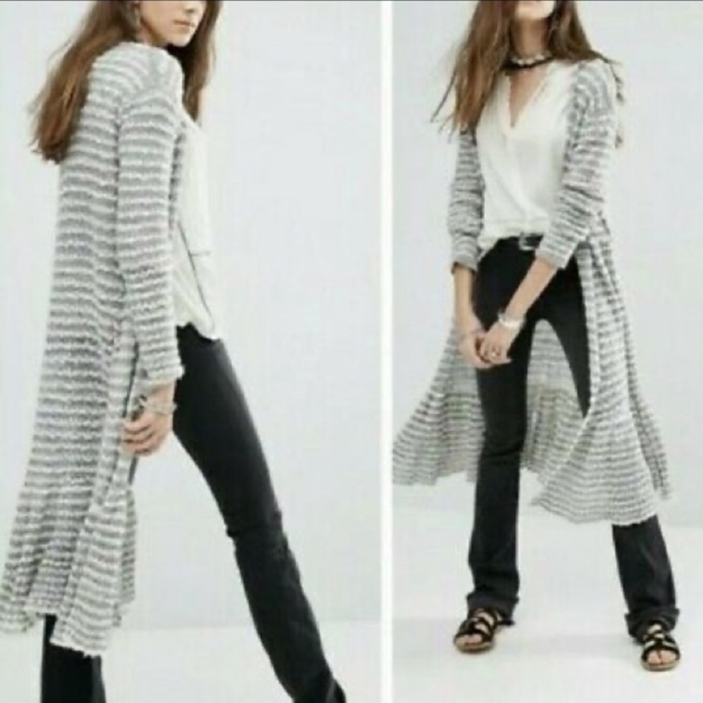 Free People striped sweater duster cardigan